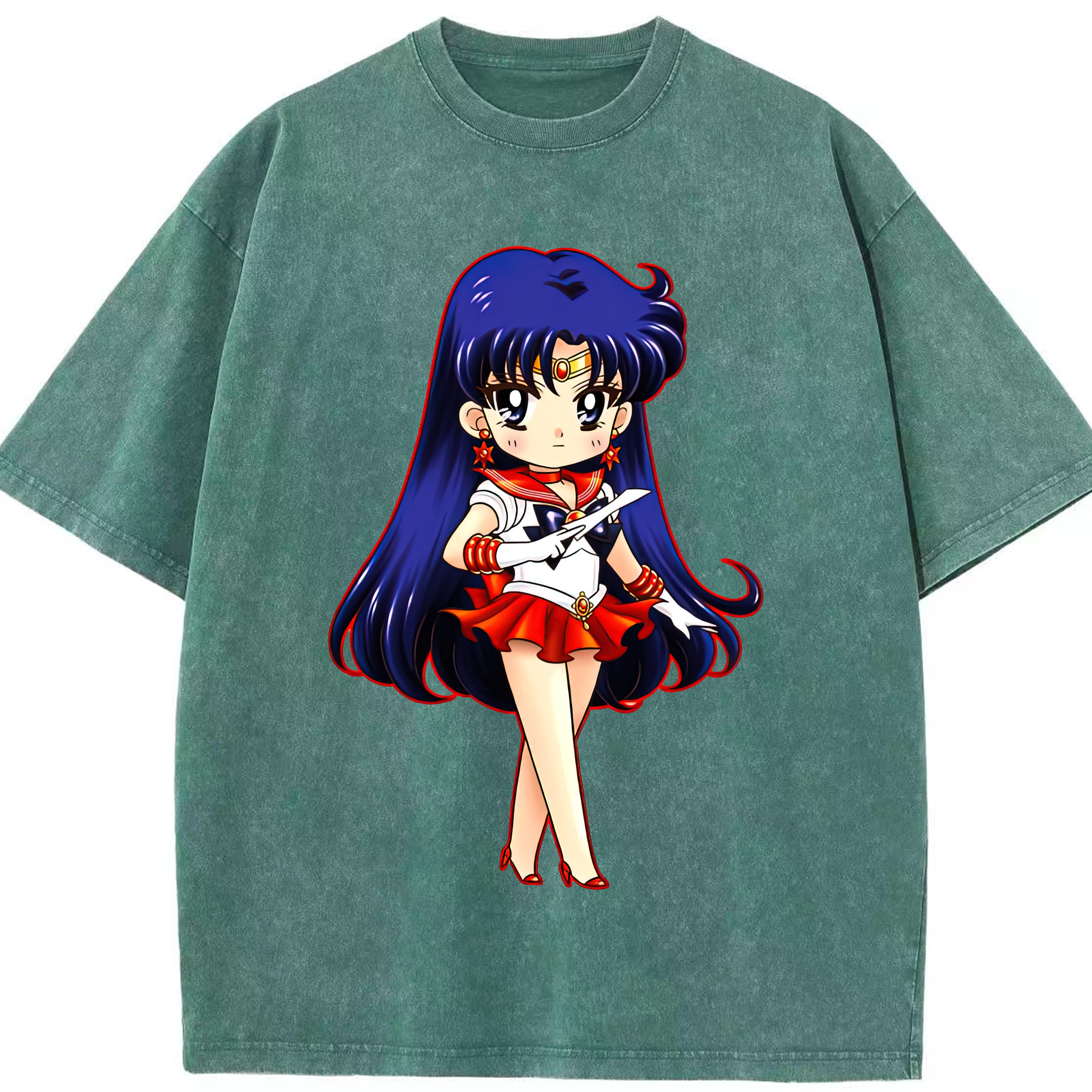 （画像用） 美少女戦士セーラームーン 火野レイ ひの レイ Sailor Moon Hino Rei （セーラーマーズ,Sailor Mars） 綿100% ヴィンテージ風 半袖Tシャツ（フロントプリント）